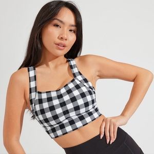 BuffBunny Bloom Checkered Cropped Top Sports Bra